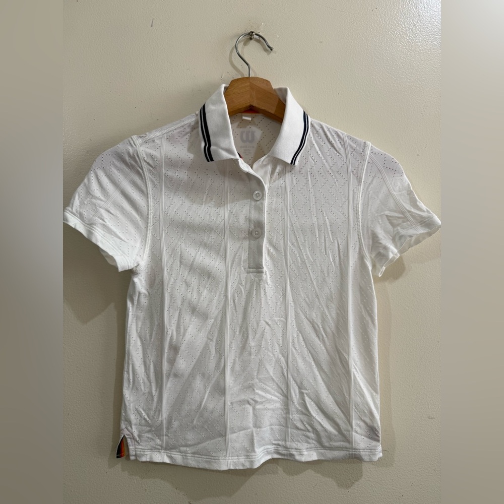 Wilson White Polo with Black-Trim Collar